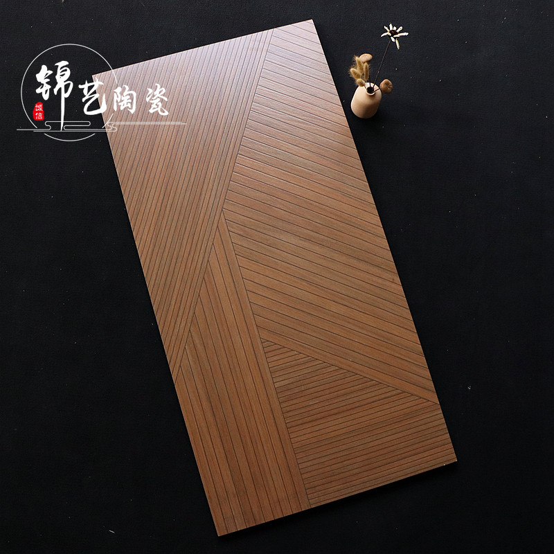 日式仿古木纹人字拼瓷砖
