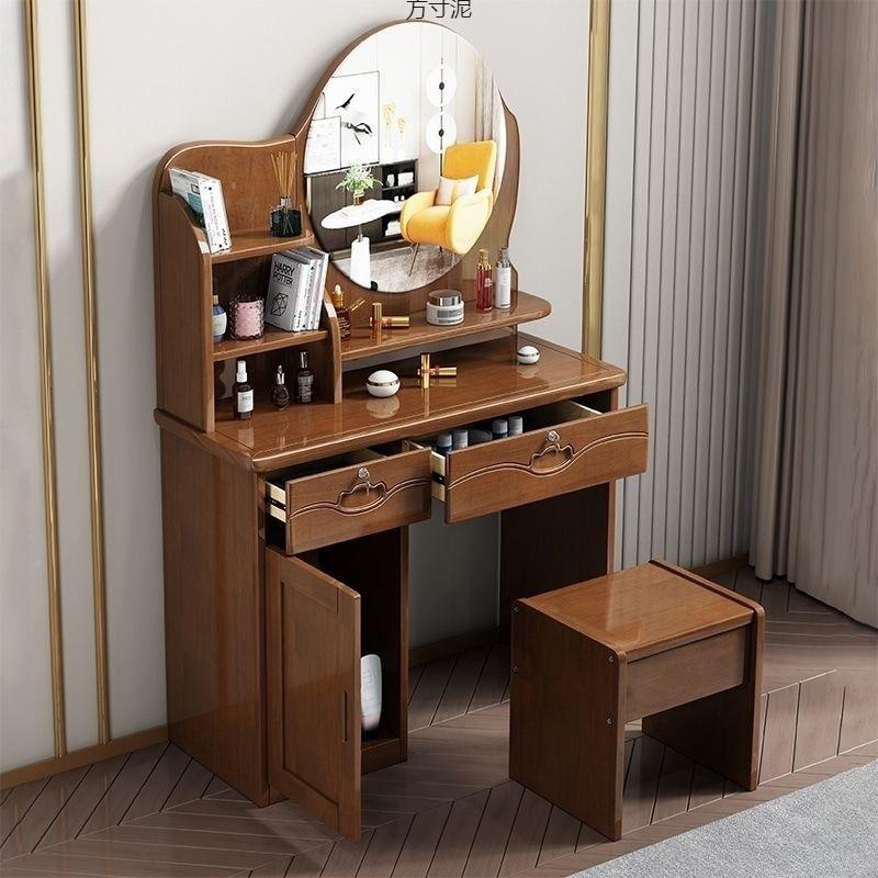 新中实木多梳妆式台升小级带锁家无品牌/用小型化妆台户型功能收