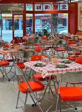 港风海鲜大ZD103排档折叠一桌现代简约0C8M方桌椅网红烧烤摊夜市