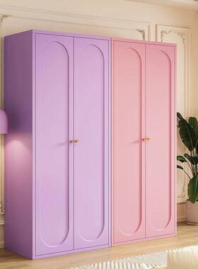 艺法式奶油用风钢制衣柜家卧室QJF大物容量收纳柜铁儿童房储收纳