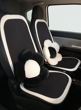 五菱宏光mi透i欧拉黑猫专用汽车坐垫气四季通用亚麻冰579夏季丝靠