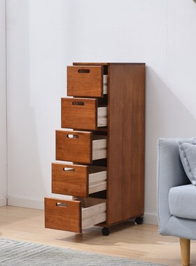 15cm实木夹缝柜收纳柜卧室厨房窄斗柜加厚组合储物柜W抽屉式小柜