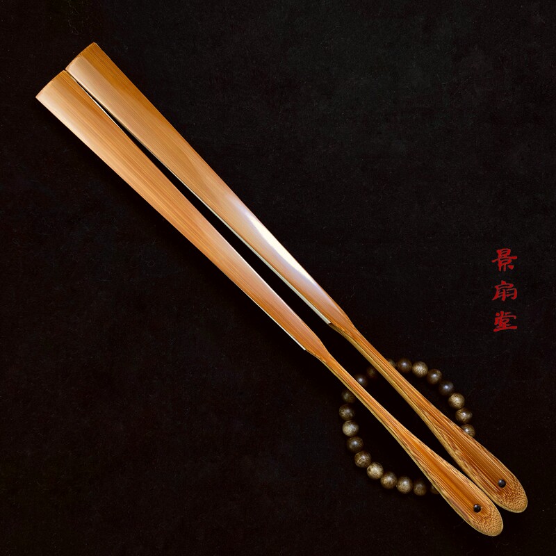 老艺人制作9.5寸老凉床玉竹翻轮大茄头扇骨文玩折扇X扇子贴梁刮棱