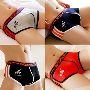 青年潮韩版 纯棉男平角裤 个性 透气运动底裤 头 男士 男生四角短裤 内裤