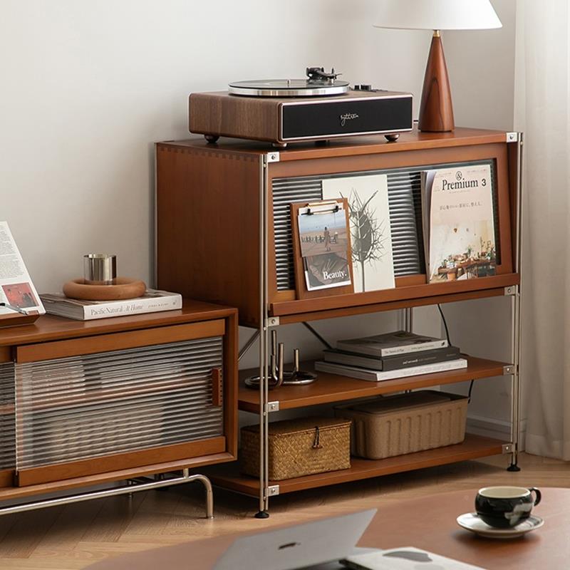 IL实复木书储柜XDX带门小户型客厅矮柜置物古柜日式收纳柜物柜中