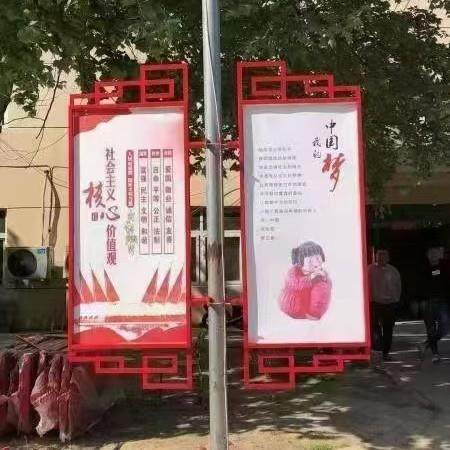 户外灯悬杆灯箱面道旗发ITY双灯光路杆广告牌不锈钢路挂式灯箱广