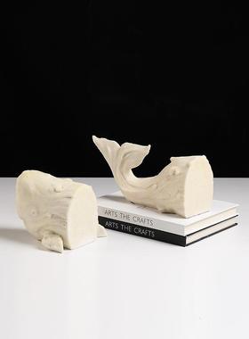 现代极简砂挡岩抽象特鲸鱼书别墅办公室书桌面书靠新奇装柜饰FC-S