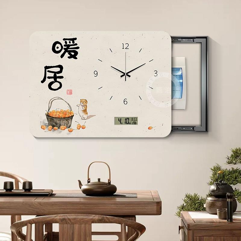 中式盒表EGS箱装饰电画免打孔配电箱遮挡电源电闸空新开万年历钟