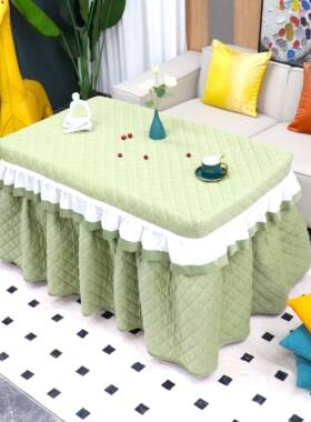 新款灰色长形取桌烤火罩面方加绒加厚F7686MS8暖双茶几电炉罩桌套