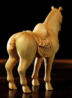 黄杨木雕肖生马刻WHJ手把件动物木质居工艺品家饰品客厅摆件