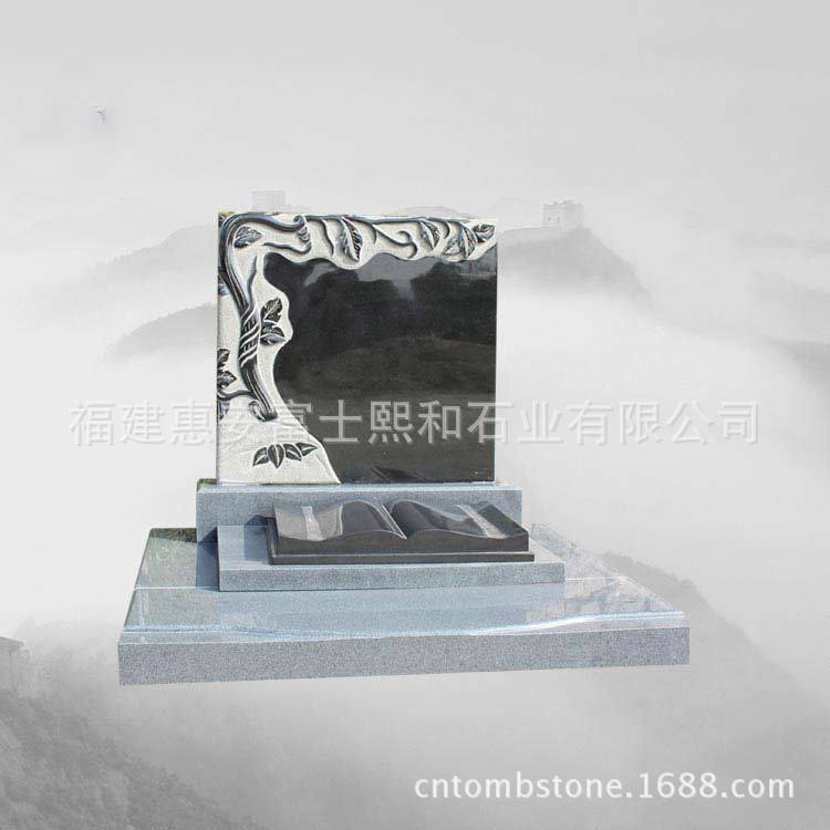 山东嘉祥墓碑厂家大量供应山西黑艺术石雕墓碑 款式简单