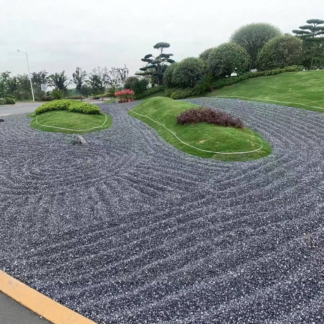 黑色灰色砾石家装建材日式景观枯山水设计民宿砾石厂家生产
