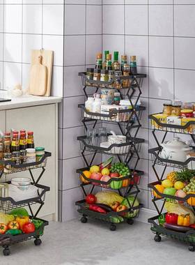 厨地房置物架落折叠菜架TVU菜多层夹缝蔬水果篮家收用厨房用品纳