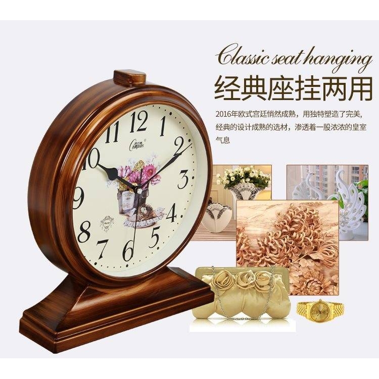 康巴丝台式座钟中式复古坐钟家用客厅桌面时钟大摆钟挂钟石英钟表
