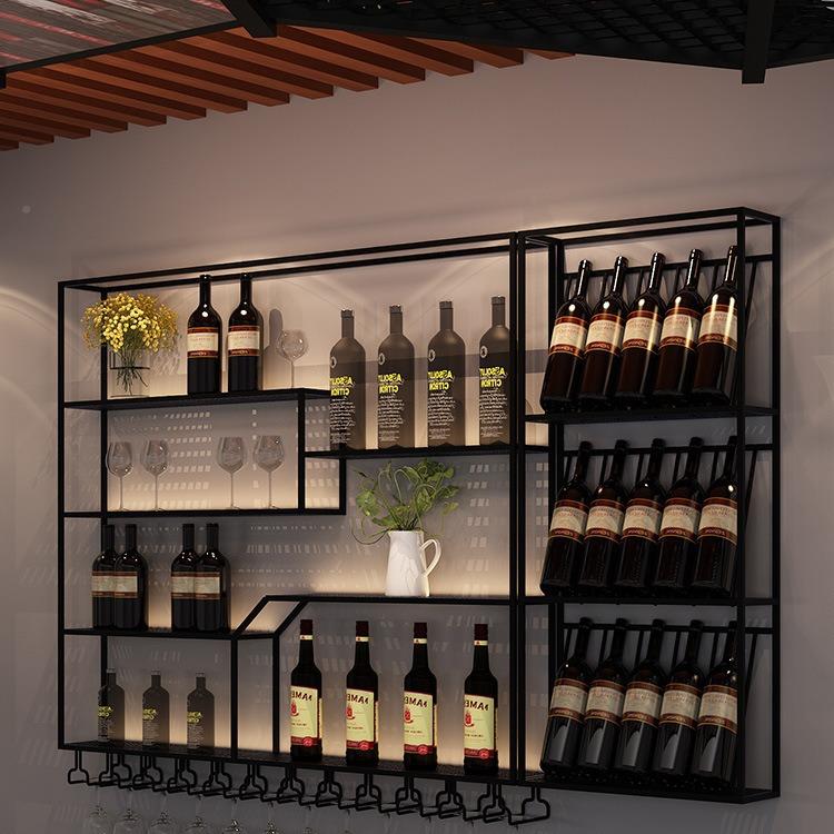 酒ESF吧简约酒架酒柜墙置物红酒架上壁置挂发光物架餐吧展架示架
