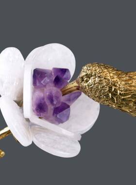 厅轻奢电铜鸟晶石白色大理石PIC家居艺术摆件卧客视柜家居装室饰