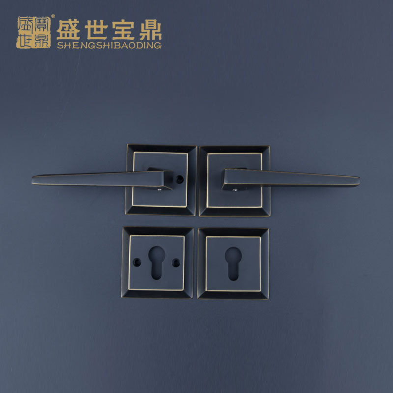 源头厂家门锁实木房间门锁FT03-G27黑青古室内房门执手锁铜锁门锁