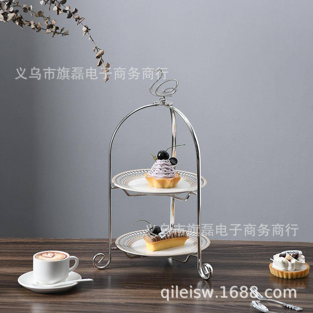 欧式多层甜QFP两品台天鹅层三层蛋糕盘居餐厅家点午心水果下茶托