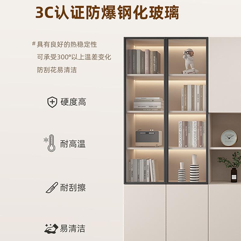 落实木书柜玻璃门书XVF组合柜防尘客子厅一体整体地架展示柜家用