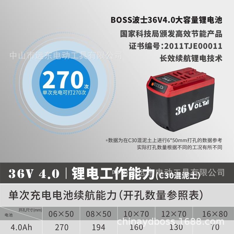 BOSS波士36V大功率无充凝36V2.0电式锂电电击锤电镐冲钻混土工刷