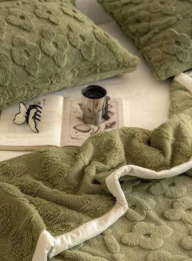 新款秋冬双面保发暖加厚拼角400克舒棉绒多功办公室沙泰LEK迪绒能