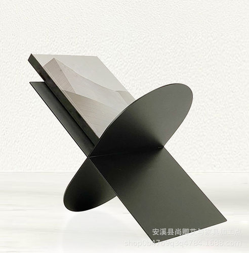 铁艺摆件中式客厅黑色X型几何书架家居软装摆饰样板房处软装饰品