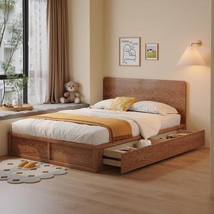 9WOR实木侧WVM开体箱床齐储物高箱床薄床头边型小户无床头榻榻米