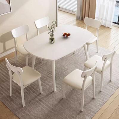 奶小油风岩饭板餐桌实木可伸缩圆形电磁炉用户家型轻奢现代OCH简