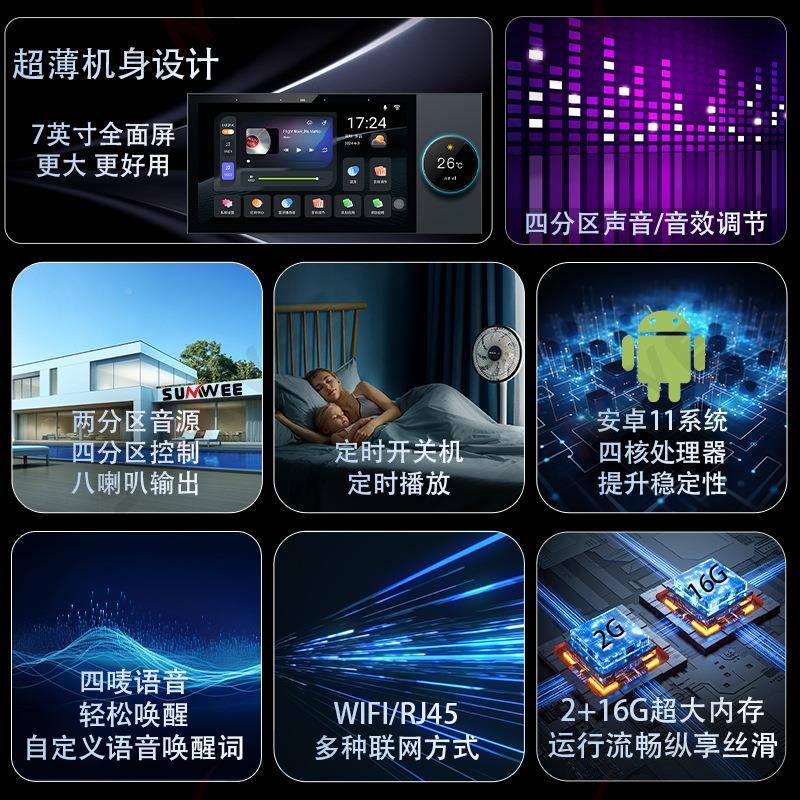 全屋智能家居背机景音主制器系统乐MEZ嵌控入式吸顶音响套装功放