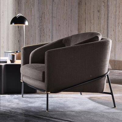 轻奢布艺休闲客沙椅厅卧室酒店接待区单人椅意式极发UJL简沙懒人