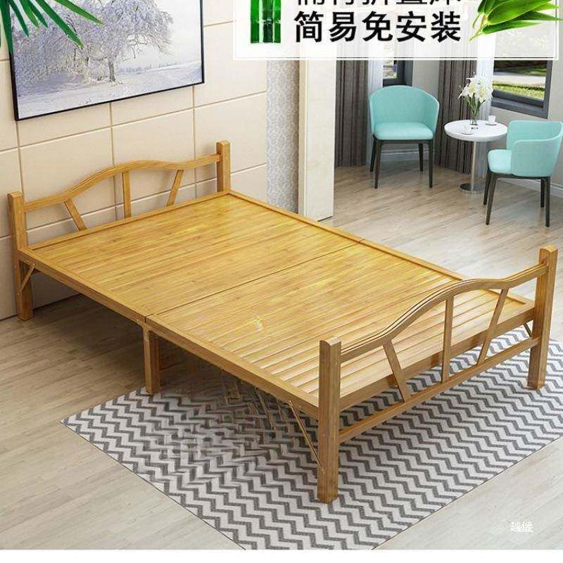 竹床折叠单人双简易ZBE家用款成人竹板凉一米床床二出租人房硬板