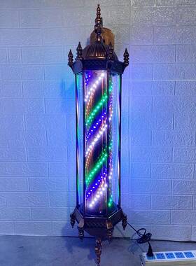 美转发志灯理发店转EJS灯户挂外墙炫彩LED转灯挂墙标灯箱