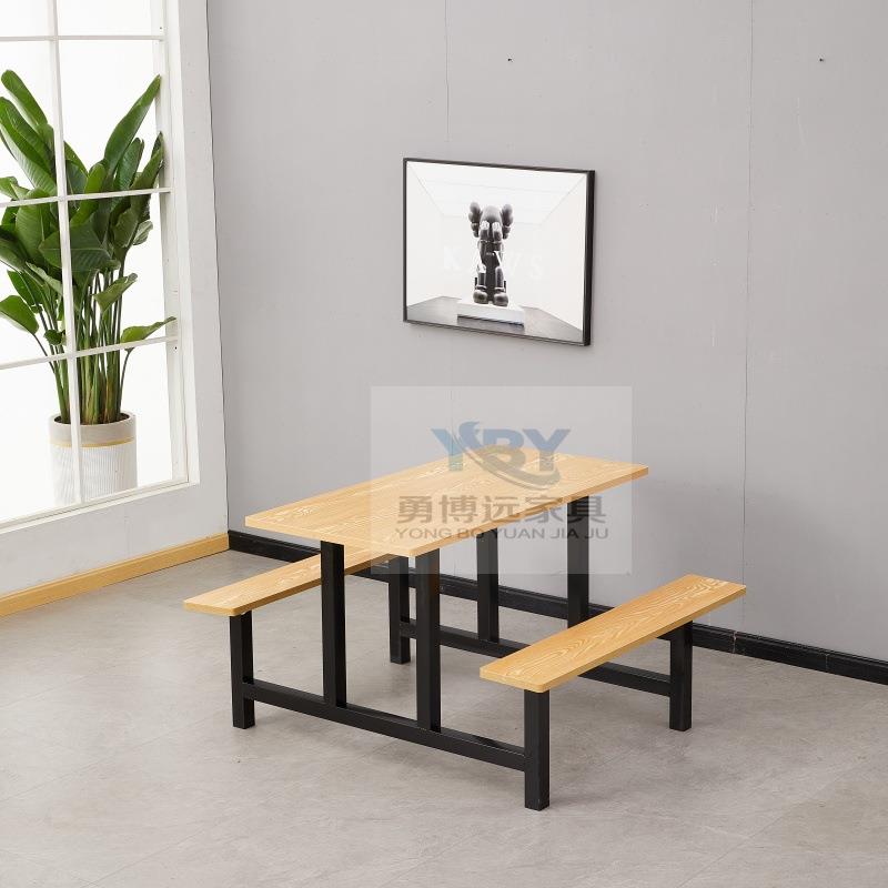 玻璃钢JAV长形早餐店连体4//86员工饭堂学校不锈钢食堂/餐方桌组