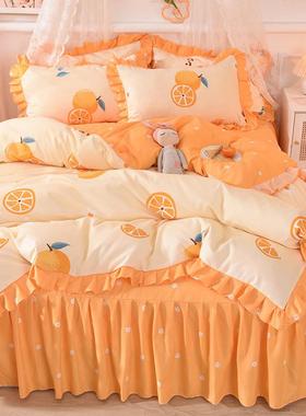 主睡风床裙件套RLS韩式公床单四被套亲肤棉裸床上用品