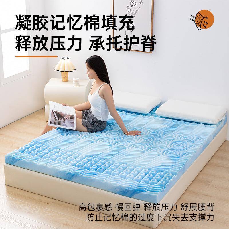 可拆卸分区彩色波租纹178双面棉床垫慢回弹软垫学生宿舍房记床忆