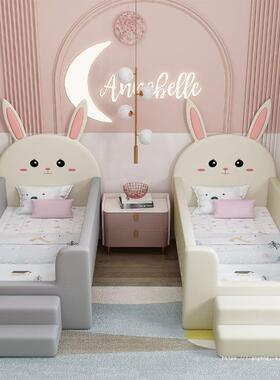 儿童宝拼接床大IQL实木加宽床边带护栏婴儿男孩女孩宝拼接床床可