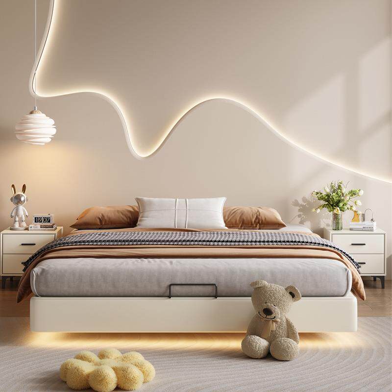 全悬实木无床头悬浮床.m卧室排骨5架床燕1DXX尾榫加厚现代简约空