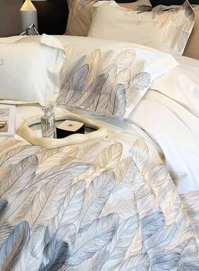高端睡重工刺绣MLC9247轻奢大气纯棉上长裸绒棉四件套被套全棉床