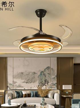 新中式吊吊顶风扇灯厅扇灯电扇吊灯带灯轻奢灯扇72970客一5体202