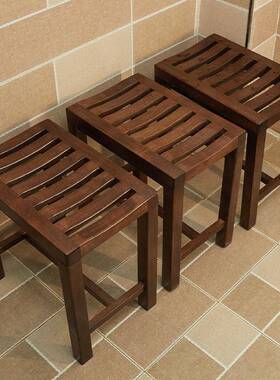 逸家实木浴室凳子板凳DXD现代简约洗澡防凳间方凳矮凳滑家用门口