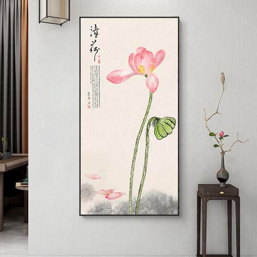 事事如意柿画新中式画玄关装饰SQ5303竖子版走廊道挂画入户壁画餐