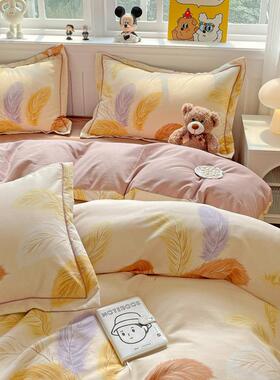 纯棉斜纹磨毛四件喷套加厚秋冬款全棉气斜用被纹磨毛床单套ARF床