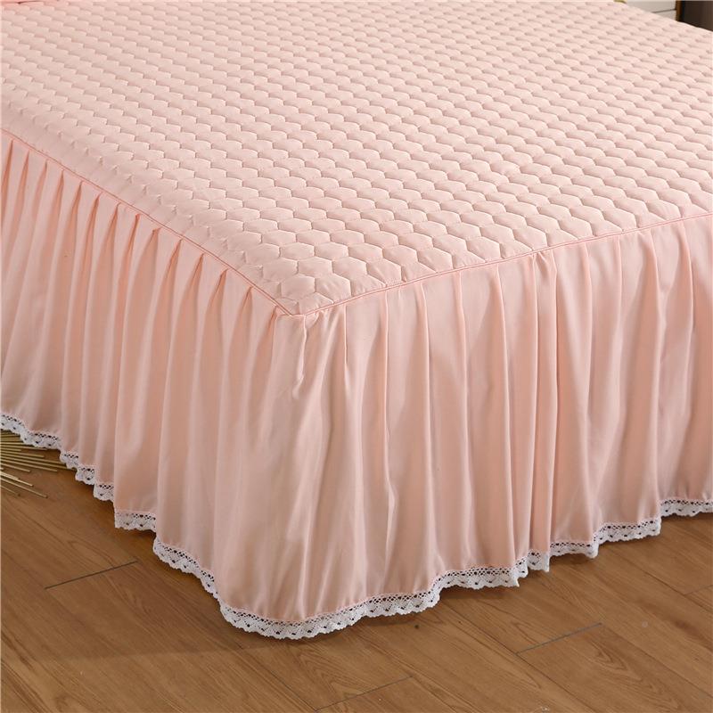 双人加厚床LY罩裙公主式棉纯色花边床床套防滑床单.5m床上1.18夹
