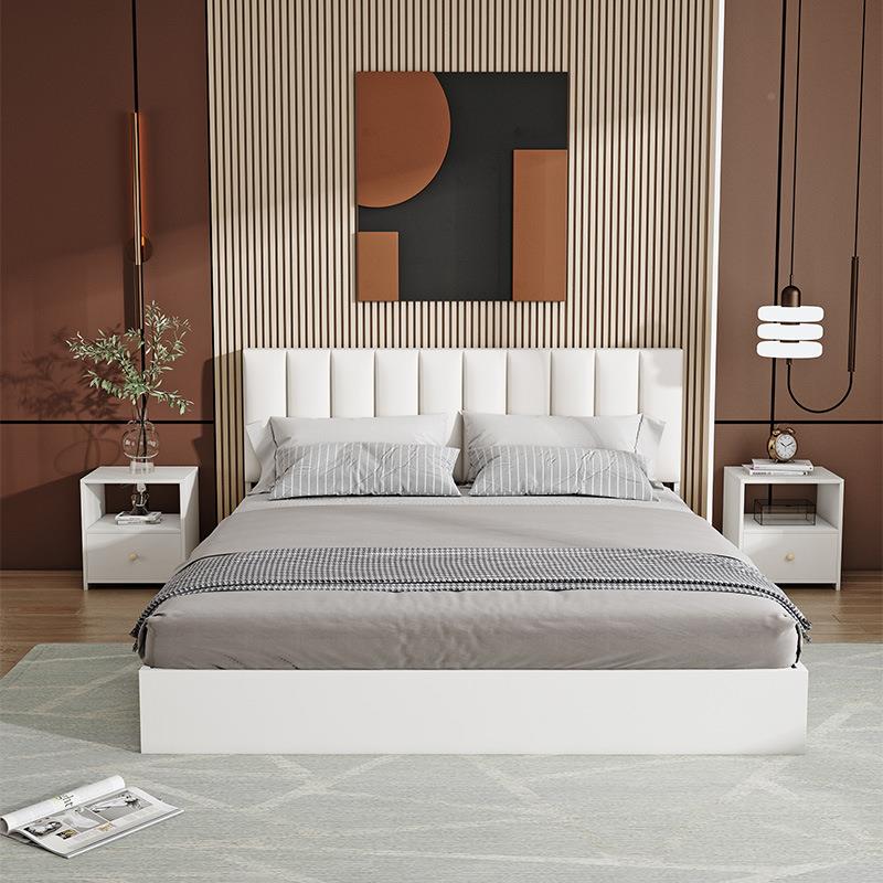 实PC5566木床代简约1.5现米板.式美式双人床18米经济出型租房软包