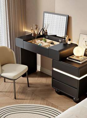 现代简约梳妆台一体奶子40406油风多功能新款斗柜室镜隐翻盖式卧