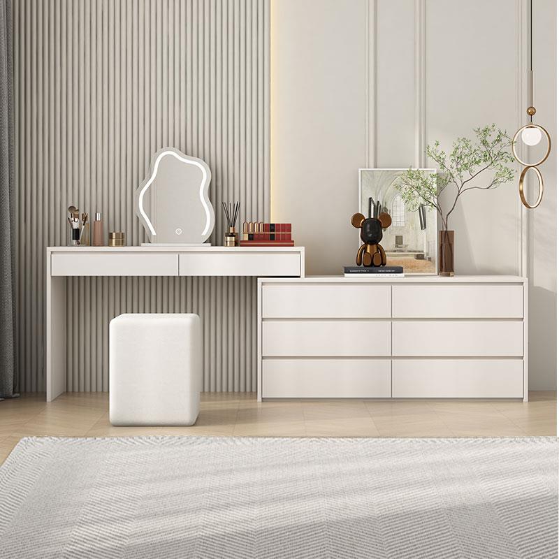 台7T五斗柜一体梳妆妆桌床尾收纳柜卧室现风代简约法式700奶化油