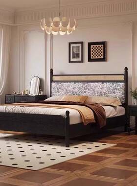 古风实木床18M胡木中双人卧室简约法桃式复SNA古主卧室现代实木.