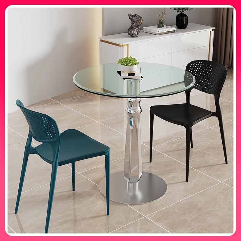 G3家YN钢化玻璃餐Y08桌玻璃组圆桌洽谈桌椅合饭会客桌桌用小圆桌