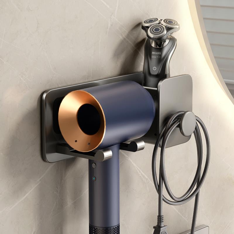 吹风机置物架免打孔化妆室吹风机架子浴室支架墙面收纳挂架放置架