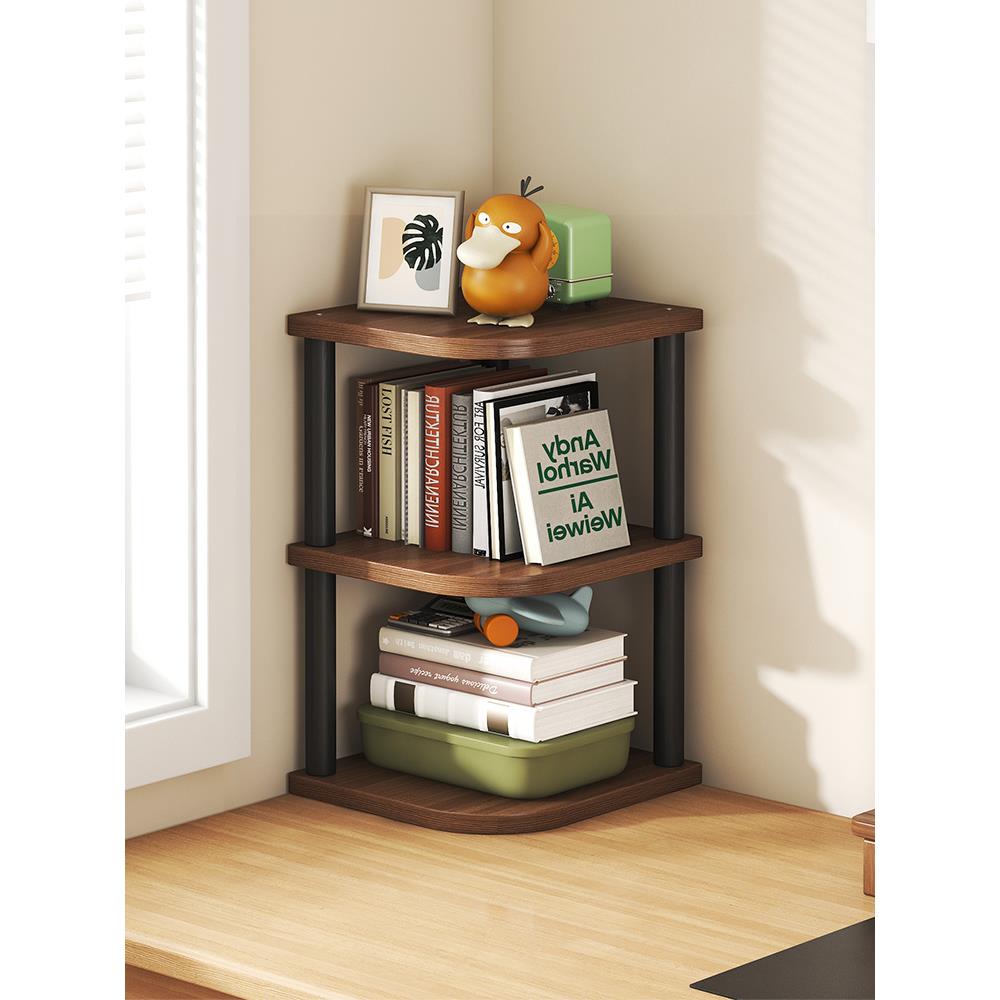 桌面置物架多层隔板全实木办公桌上转角文件整理架家用小型收纳架